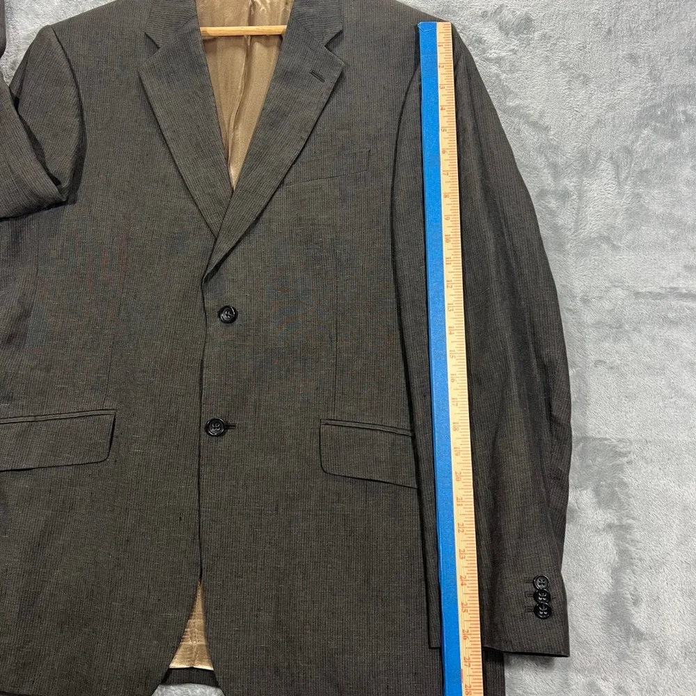 Banana Republic Sport Coat Mens 44R Brown Vintage 2006 Linen Windowpane Y2K Prep